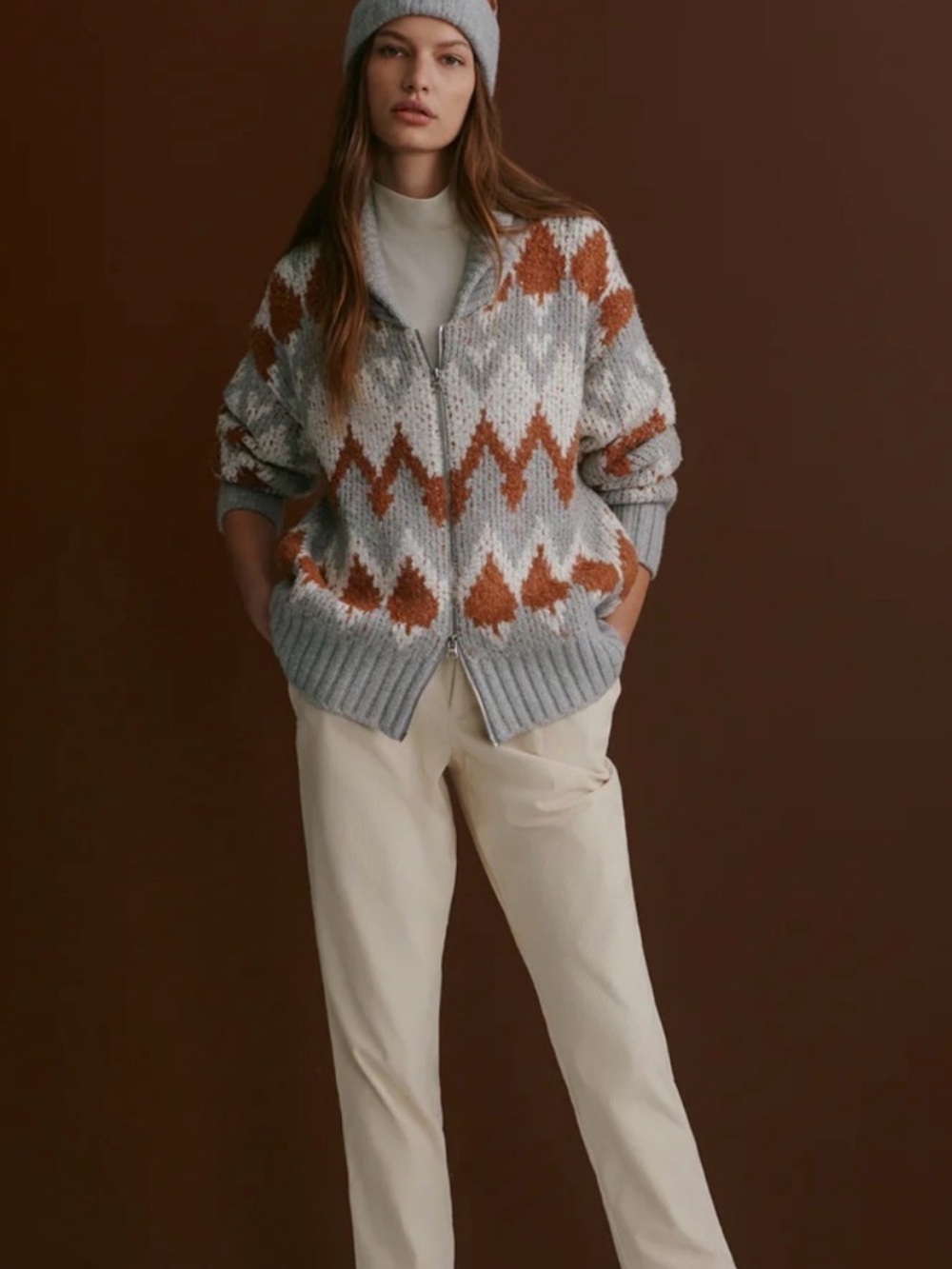 Varley Brockley Jacquard Knit Sweater Jacket XL